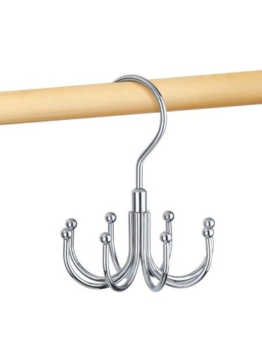 Organizer for Closet, Heavy-Duty Rotating Belt Hanger Rack Holds up to 24 Belts, Hanging Space Saving Metal Belt Holder for Closet Storage, Silver