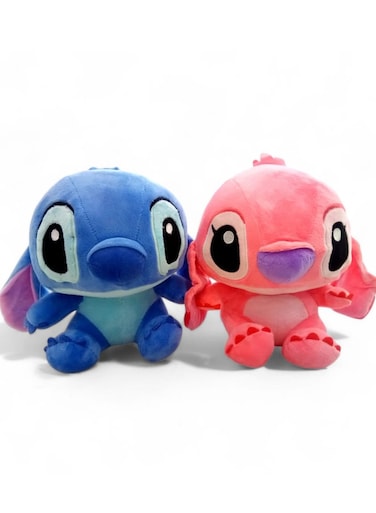 Stitch 2 Pcs Stitch And Angel Plush Toys Combo Pack - 11 Inch Soft Blue &amp; Pink Stuffed Animal Figures, Cute Alien Huggable Doll Set For Kids Bedroom Decor, Best Birthday, Eid Ramadan &amp; Christmas Gift