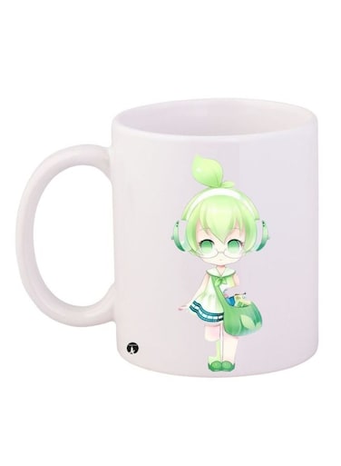 Cartoon Girl Printed Coffee Mug White/Green/Blue