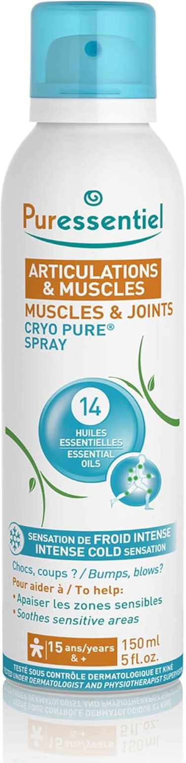 Puressentiel Muscles And Joints Cryo Pure Spray, 14 Essential Oils, Intense Cold Sensation, Soothe Sensitive Areas, 15 Years And Up, 80ml