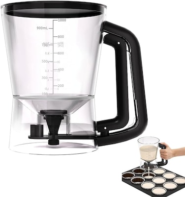 Batter Dispenser for Pancakes &amp; Cupcakes &ndash; Manual Batter Pourer with Handle &ndash; Perfect Pancake, Muffin &amp; Cupcake Batter Dispenser &ndash; Mess-Free Kitchen Baking Tool