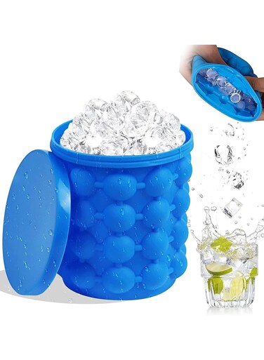 Cube Maker Genie, Ice Cube Maker for Frozen Drinks, Cocktails, Beverages (Blue)