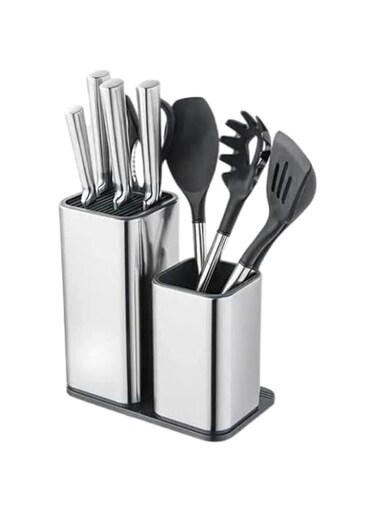NW Universal Knife Blocks Set, Stainless Steel Kitchen Utensil Holder, Kitchenware Organizer Knife Holder, Holds Knives Forks Scissors Cutting Board, Easy Cleaning &amp; Rust Proof