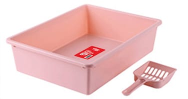 Cat Litter Tray with Scoop-Pink- M Size 38 x 28 x 10cm
