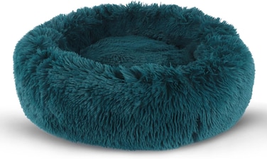 Grizzly Velor Round Plush Blue Green Dog Bed Small - 50 x 15cm