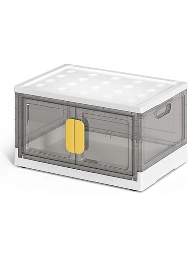 ANTOLE Foldable Storage Cabinet,Trunk Organizer,Collapsible Storage Bins Stackable Closet Organizer Car Organizer,Dorm Storage Bins with Lids and Doors 48 * 34 * 27cm