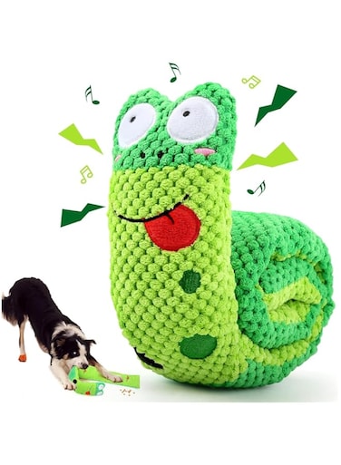Squeaky Dog Toys Treat Dispensing Dog Puzzle Toys Stress Release Game for Boredom Enrichment Toys Stuffed Snuffle Toy Plush Puppy Chew Toy for Small Medium and Large Dogs(Green)