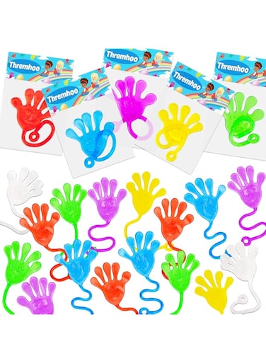 40 Pcs Sticky Hands For Kids Class Valentine Exchange Gift Stretchy Treasure Box Toy Classroom Prize Student Mini Toys Bulk Prize Fillers Slap Hand Party Favor Supplies Goodie Bag Stuffer Boy Girl