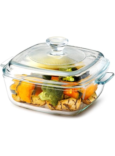 NUTRIUPS Glass Casserole Dish, 0.8 L, 15 cm Glass Casserole Dish with Lid, Round Glass Casserole Dish with Lid, Small Casserole Dish
