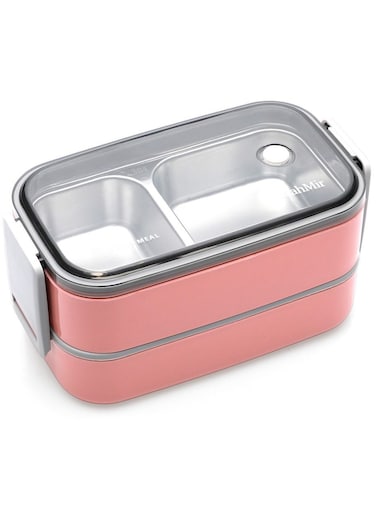 Stainless Steel Lunch Box Insulated Bento Box Multifunctional Containers Lunch Box Containers with 2 Compartments and Tableware 304 stainless steel 2 compartments lunch box by MahMir Bubblegum Pink