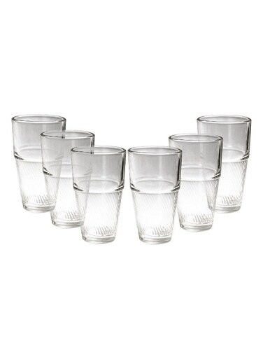 MT 76-12TW Drinking Glass Tumbler Set - 6 Piece Premium Beverage Glasses for Water, Juice, Soft Drinks &amp; Home Kitchen Use, High-Quality Durable Glassware, Elegant Design, Easy to Clean