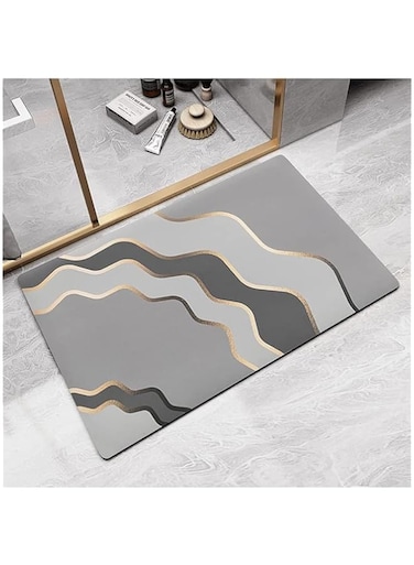 Joyzzz Diatom Bath Mat, 50x80cm Non-Slip Bathroom Bath Mat Rug, Diatomaceous Earth Super Absorbent Shower Carpet with Rubber Backing, Washable Bath Rugs for Bathroom Floor, Shower, Vanity (B)