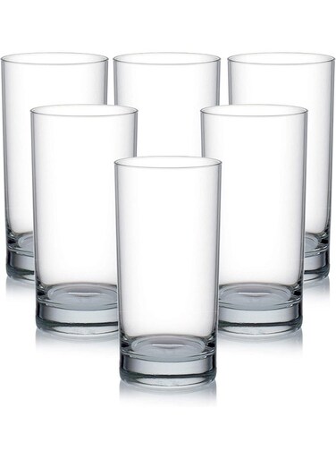 San Marino Hi Ball Glass, Set Of 6, Clear, 350 Ml, B00412, Mocktail Glass, Highball Glass, Tall Glass, Beverage Glass, Long Drink Glass, Water Glass, Juice Glass Clear 350ml