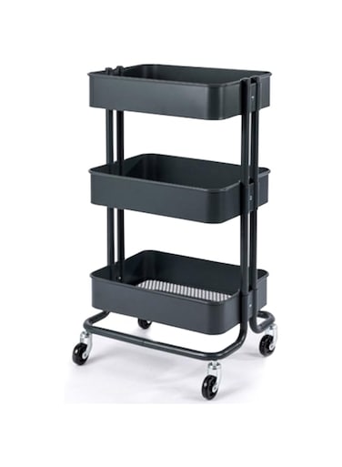Magazine rack Shelf/Storage Kitchen Shelf Mobile Cart Living Room Home Storage /Bookshelf Trolley Can be Moved (Color : Black)