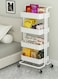 4-Tier Metal Rolling Utility Cart with Handle, Utility Organizer Cart-Multi-Functional Storage Trolley for Office, Living Room, Kitchen, Movable Storage Carts with Wheels