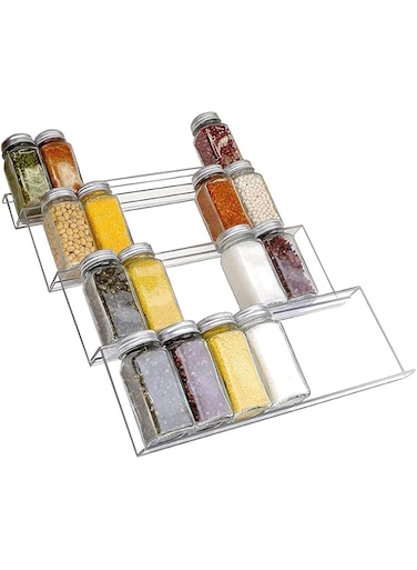 VAODO Spice Drawer Organizer Insert, Expandable Spice Jar Rack Holder Tray for Kitchen Cabinets, Seasoning Organizer for Drawer,4 Tier (Jars not included)