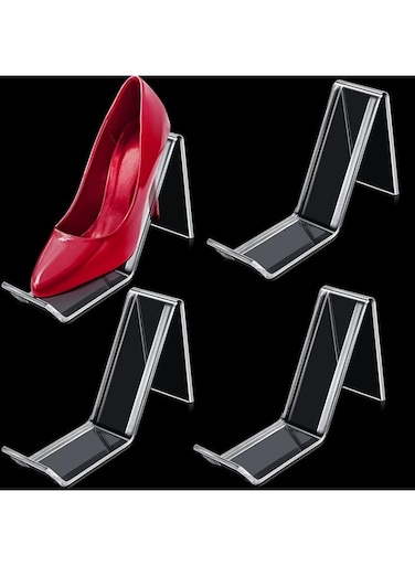 MAKINGTEC Acrylic Clear Shoe Display Stand, Shoe Display Rack Holder, Acrylic Display Stands, Shoe Store Display Stands, for Women's Sandal, Sports Shoes Rack Holder for Closet Organization (4 PCS)