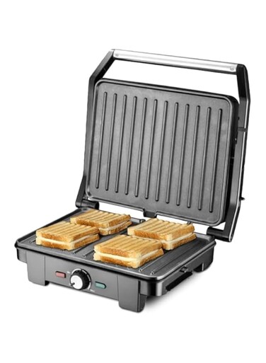 Grill 22000W Contact Health Grill Panini Press Stainless steel with Variable Temperature Control, 3 Grill Positions for Panini, Burger, Sandwich, Pizza, Steak, Chicken, Fish, Vegetables/Black