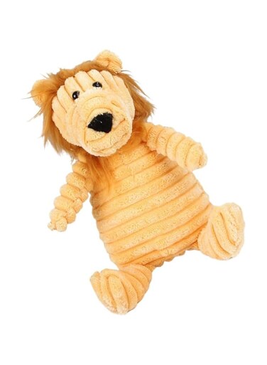 Dog Toys,Plush Corduroy Durable Dog Toy,Squeaky Plush Toys,Puzzle Toy for Dogs,Molar Training Toy,Funny Chew Durable Interactive Cotton Toy (Yellow Lion)