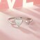 S925 Sterling Silver Platinum-plated White Shell Love Adjustable Open Ring(BSR520-E)