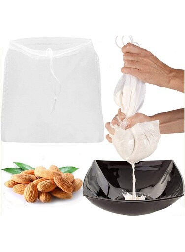 3 Pcs Pro Quality Nut Milk Bag - Large Size Commercial Grade - Reusable Almond Milk Bag &amp; All Purpose Food Strainer - 200Mesh 75Micron 20*30CM Fine Mesh Nylon Cheesecloth &amp; Cold Brew Coffee Filter