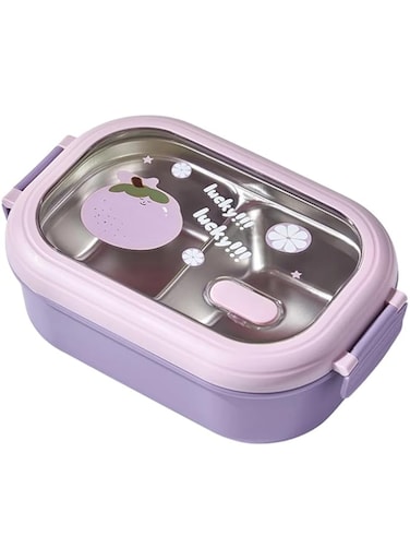 1pcs Stainless Steel Insulation Lunch Box Portable Fruit Food Container Leakproof Detachable Two Compartments For Adults Kids School
