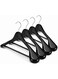 4-Pack High-Grade Solid Wood Coat Hangers for Women, Wide Shoulder Wooden Hangers, Suit Hangers with Non-Slip Pants Bar, Smooth Finish 360&Acirc;&deg;Swivel Hook for Dress, Heavy Clothes Hangers&iuml;&frac14;&OElig;Black