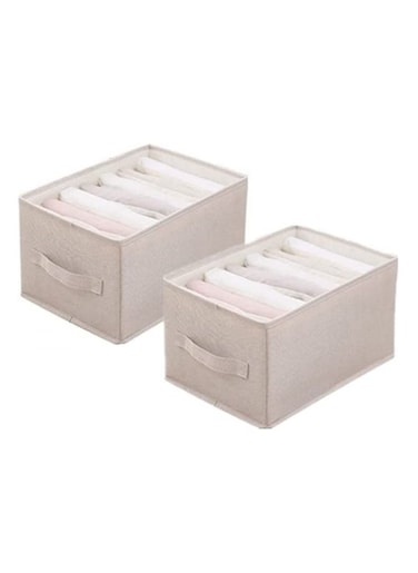 Wardrobe Clothes Organizer Jeans Organizer for Closet Drawer Clothing Storage Box Washable and Foldable Mesh Separation Box for T-shirt Pants Legging Jeans 7 Grids 2 Pack