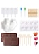 DELFINO Heart Shaped Chocolate Mold and Popsicle Mold Set, Diamond Silicone Mousse Cake Mold Trays Chocolate Candy Dessert Ice Cream Mold Wooden Hammers for Cake Decoration Making Ice Cream Chocolate