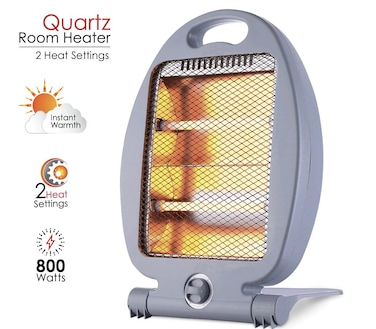 Quartz Room Heater 800W with 2 Heat Settings, Instant Warmth, Portable Design for Home and Office Heating - Ideal for Cold Seasons