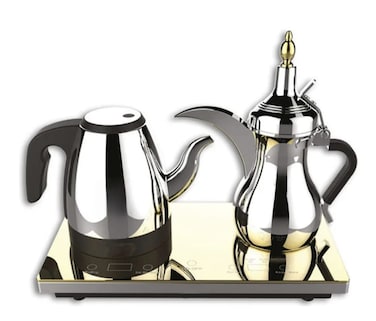 Veltric Arabic Coffee Maker &amp; Kettle &ndash; 1.0L Capacity, 1350W Fast Heating, Chrome Finish, Automatic Keep-Warm Function, Stainless Steel Body, Elegant Design for Arabic Coffee &amp; Tea