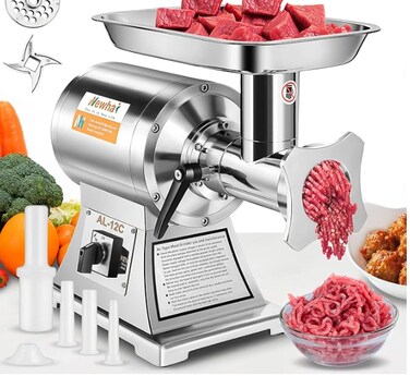 Newhai 20000W Heavy Duty Commercial Meat Grinder Electric Meat Grinding Machine Heavy Duty Industrial Meat Mincer Sausage Stuffer 6mm/8mm Plates Stuffing Tubes for Restaurant