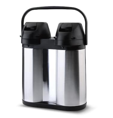 Veltric Airpot Twin Pot Vacuum Flask 3.8L &ndash; Dual Hot &amp; Cold Beverage Dispenser, Thermal Insulated Stainless Steel Flasks with Pump Action &ndash; Ideal for Tea, Coffee, Juice, Water, Travel