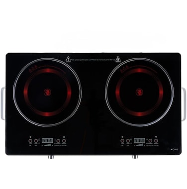 Double Burner Infrared Cooktop &ndash; 2400W Dual Induction Hot Plate Electric Cooker with LED Display, Ceramic Heating, Multi-Stage Power, Knob &amp; Touch Control, Portable Tabletop Stove