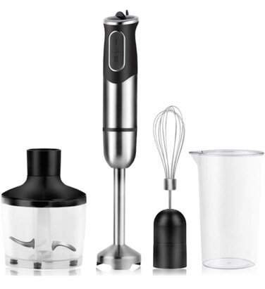 4 in 1 Hand Blender with Beaker, Whisk, and Food Processor &ndash; Multi-Functional Electric Mixer for Smoothies, Soups, and Baking