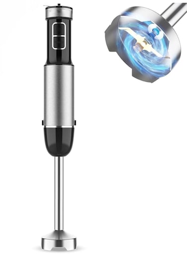 Hand Blender Stick Blender with Stainless Steel Blade &ndash; Electric Immersion Mixer for Soups, Purees, Smoothies, and Sauces