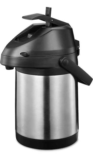 Airpot Vacuum Flask Stainless Steel 3L &ndash; Double Wall Thermal Carafe Dispenser   24 Hours Hot &amp; Cold Insulation   Pump Action Coffee, Tea &amp; Water Server &ndash; Large Capacity Vacuum