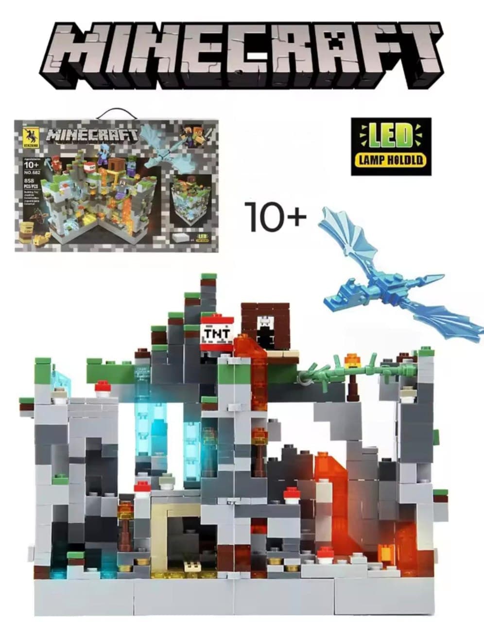 Buy Minecraft Themed Building Blocks Set with Functional LED Lamp ...