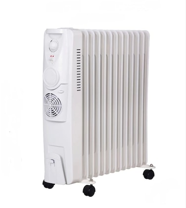 
Oil Filled Radiator Heater 2500W with 13 Fins &ndash; Portable Electric Room Warmer with 3 Heat Settings, Adjustable Thermostat, Energy Efficient &amp; Silent Operation &ndash; Overheat Protection, WhiteFinish
