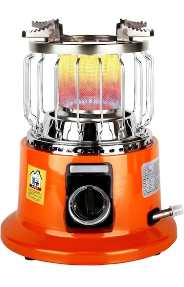 2 in 1 Gas Heater &amp; Cooker with Adjustable Temperature Knob &ndash; Portable Heater, LPG Stove &amp; Grill Function with 360&deg; Heating &ndash; Outdoor &amp; Indoor Use, Camping &amp; Home Cooking