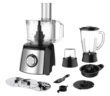 Vantix Food Processor 10 in 1 Juicer Blender 1.5L &ndash; 800W Stainless Steel Food Factory with 2 Speeds + Pulse, 3 Cutting Blades, Grater, Overheat Protection &amp; Anti-Slip Feet &ndash; Multi-Functional