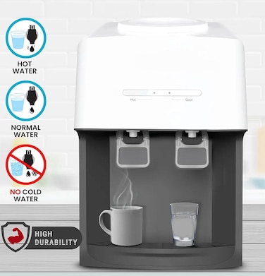 Vantix Tabletop Water Dispenser &ndash; Hot &amp; Normal Water, 2-Tap Design, 0.6L Hot Tank, 4.0L/h Heating Capacity, Compact &amp; Elegant