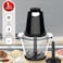 Electric Food Chopper 1L Glass Bowl &ndash; 600W Powerful Motor, Double Stainless Steel Blades with Safety Cover, Black Mini Chopper for Meat, Vegetables, Nuts &amp; Fruits