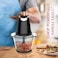 Electric Food Chopper 1L Glass Bowl &ndash; 600W Powerful Motor, Double Stainless Steel Blades with Safety Cover, Black Mini Chopper for Meat, Vegetables, Nuts &amp; Fruits