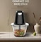 Electric Food Chopper 1L Glass Bowl &ndash; 600W Powerful Motor, Double Stainless Steel Blades with Safety Cover, Black Mini Chopper for Meat, Vegetables, Nuts &amp; Fruits