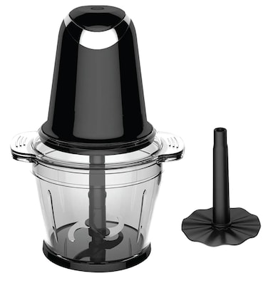 Electric Food Chopper 1L Glass Bowl &ndash; 600W Powerful Motor, Double Stainless Steel Blades with Safety Cover, Black Mini Chopper for Meat, Vegetables, Nuts &amp; Fruits