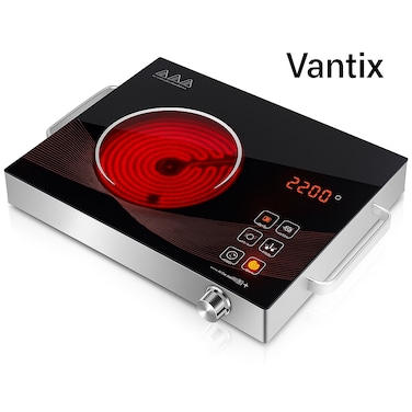 Vantix Single Digital Infrared Cooker &ndash; Electric Ceramic Cooktop with Digital Control, Tempered Glass Single Infrared Burner Hot Plate, Portable Induction Cooker for Even Heating