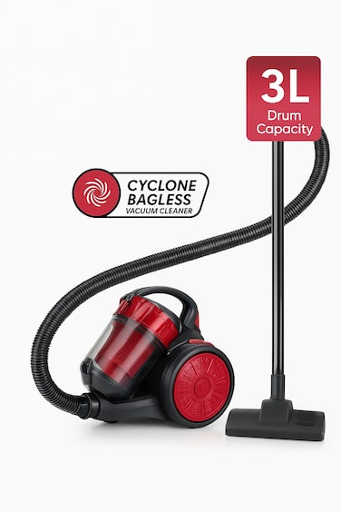 Cyclone Bagless Vacuum Cleaner – 3L Large Dust Capacity, Powerful Suction, Automatic Cord Rewind, 5m Power Cord, Metal Extension Tube – Lightweight & Compact Home Vacuum