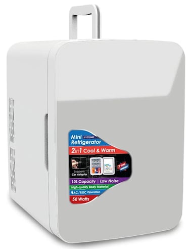 Mini Bar Refrigerator 10L &ndash; Portable 2-in-1 Cooler &amp; Warmer with Glass Panel Door, Thermo-Electric System, Car &amp; Home Use for Drinks, Snacks, Skincare &amp; Travel