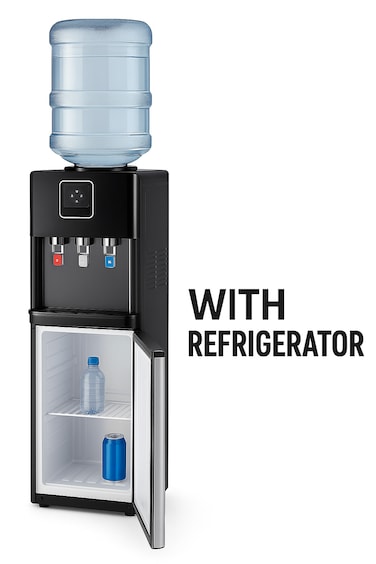 Vintax Hot &amp; Cold Water Dispenser with Refrigerator Cabinet &ndash; 3L Cold Tank, 1L Hot Tank, 304 Stainless Steel Tank, Energy-Efficient Cooling &amp; Heating for Home &amp; Office